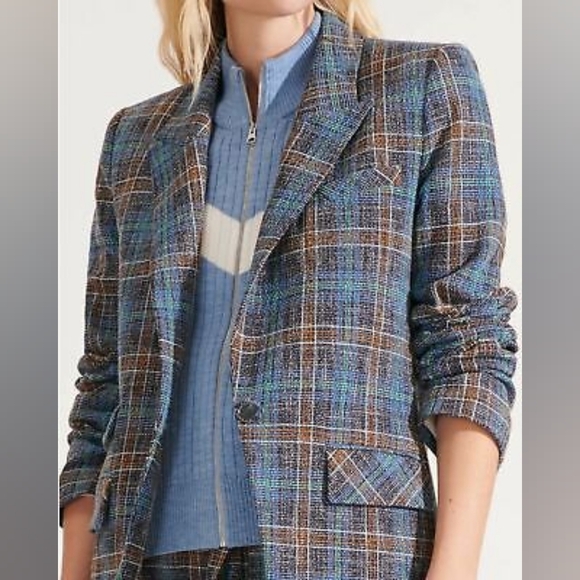 Veronica Beard 00 plaid Martel blue cotton dickey jacket Blazer Celebrity - Picture 5 of 14